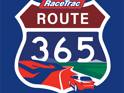 RaceTrac's 2023 Route 365 Campaign Logo brand branding campaign cars design graphic design identity illustration logo racetrac road road trip signage travel