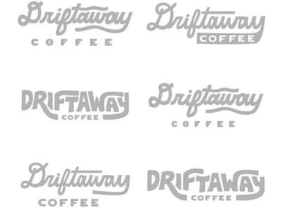 Driftaway Wordmark Logo Lettering exploration brand identity branding brooklyn coffee driftaway handletering joyful lettering logo playful rebrand sketch whimsical wordmark