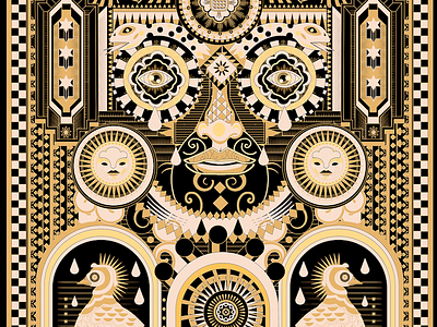 Art deco inspired style portrait art deco artwork cubisme edition fashion fun geometric gold graphic design illustration luxury packaging pattern print spirits urban vector yoaz