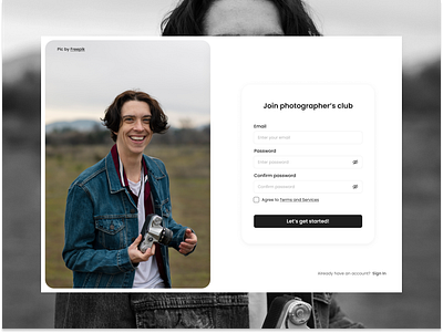 Sign Up #001 photography sign up ui web design