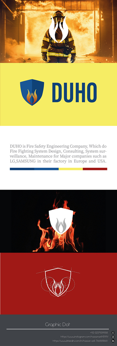 DUHO firefighting logo graphic design illustration logo design