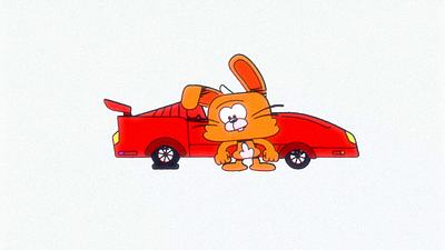 R&B - Flat Tire 90s anger animation bunny car car trouble character corvette driving flat tire fuming looney tunes outrage poetry rabbit red scream sportscar tongue yell