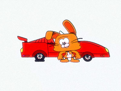R&B - Flat Tire 90s anger animation bunny car car trouble character corvette driving flat tire fuming looney tunes outrage poetry rabbit red scream sportscar tongue yell