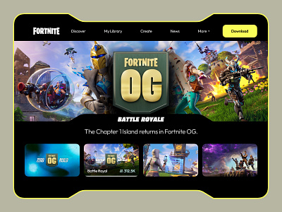 Fortnite Online Game UX/UI Landing Page Design arcade casino design epic games fortnite gambling game design game designer game landing page game ui game ux gamer gaming illustration interface metaverse online game play2earn ui ux