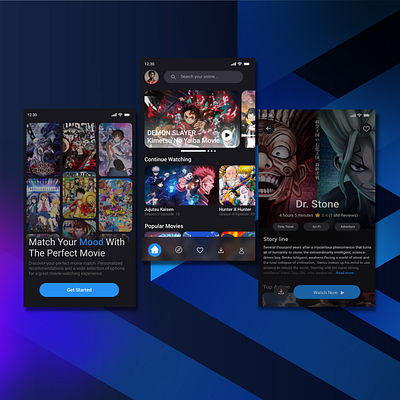 Anime Streaming Mobile App UI design 3d app application branding design graphic design mobile app ui