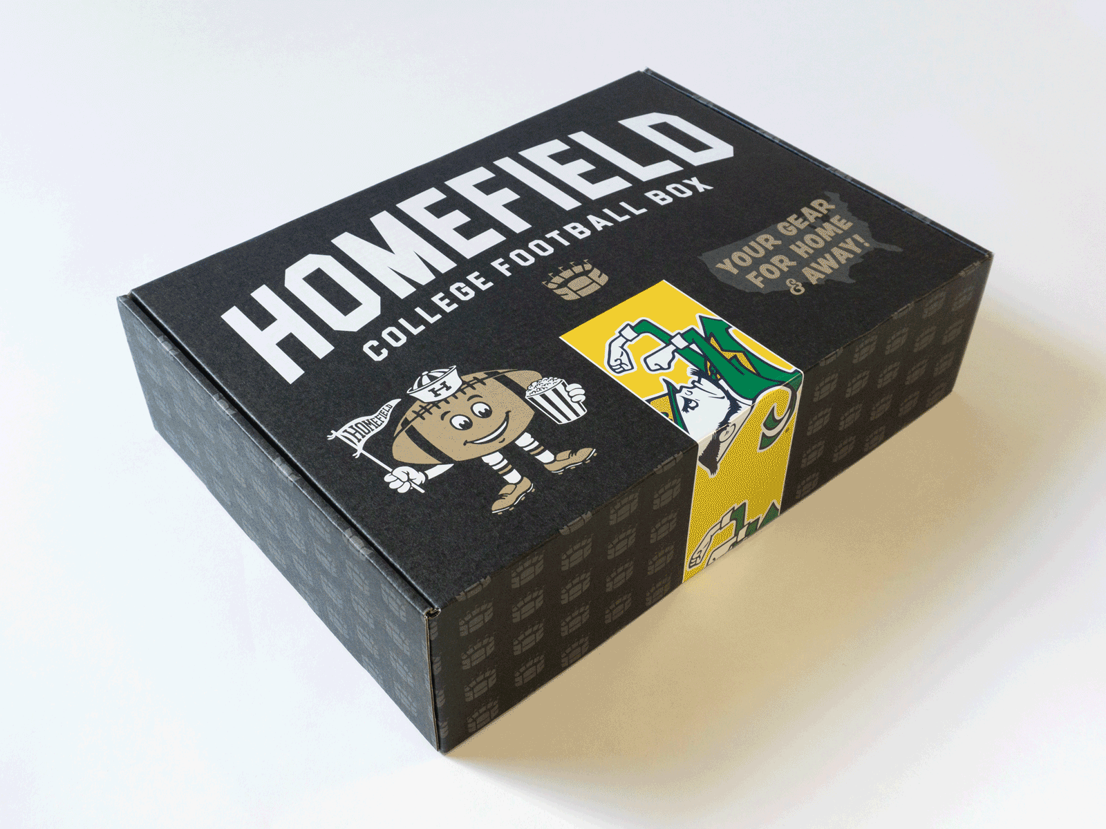 Homefield College Football Box branding character college football illustration mascot packaging