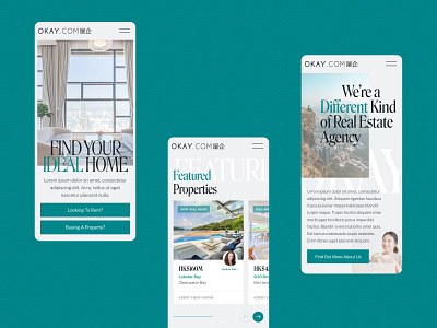 Luxury Real Estate Agents Homepage Mobile Screens Concept agency app branding design homepage illustration logo marketing mobile real estate real estate agents responsive ui ux web