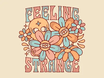 Feeling Strange clothing design colorful feeling strange flowers psychedelic skull flowers skulls stipple t shirt brand t shirt graphic traditional trippy