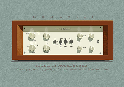 1958 Marantz model 7 audiophile graphic art hi fi illustration marantz mid century music poster stereo vintage audio