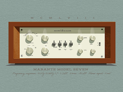 1958 Marantz model 7 audiophile graphic art hi fi illustration marantz mid century music poster stereo vintage audio