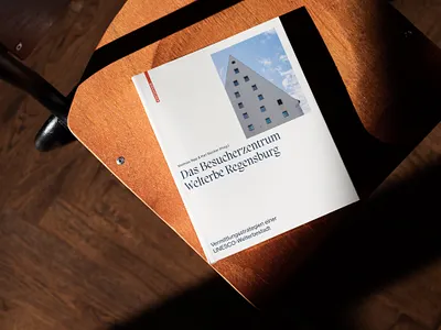 Book Cover – Besucherzentrum Welterbe Regensburg blue book cover editorial design history layout photography print regensburg typography unesco world heritage white