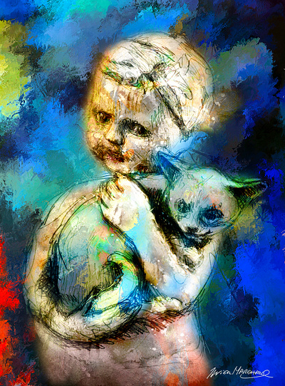 Enfant et son chat