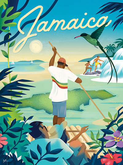 Jamaica Travel Poster caribbean design graphic graphic art graphic design illustration jamaica poster poster design travel tropical vintage