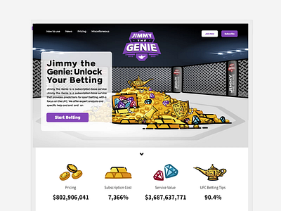 Jimmy the Genie award betting branding coins diamond fight genie gold icon icon set illustration lapm mmf predictions prize quotes ring ui ux web page wish