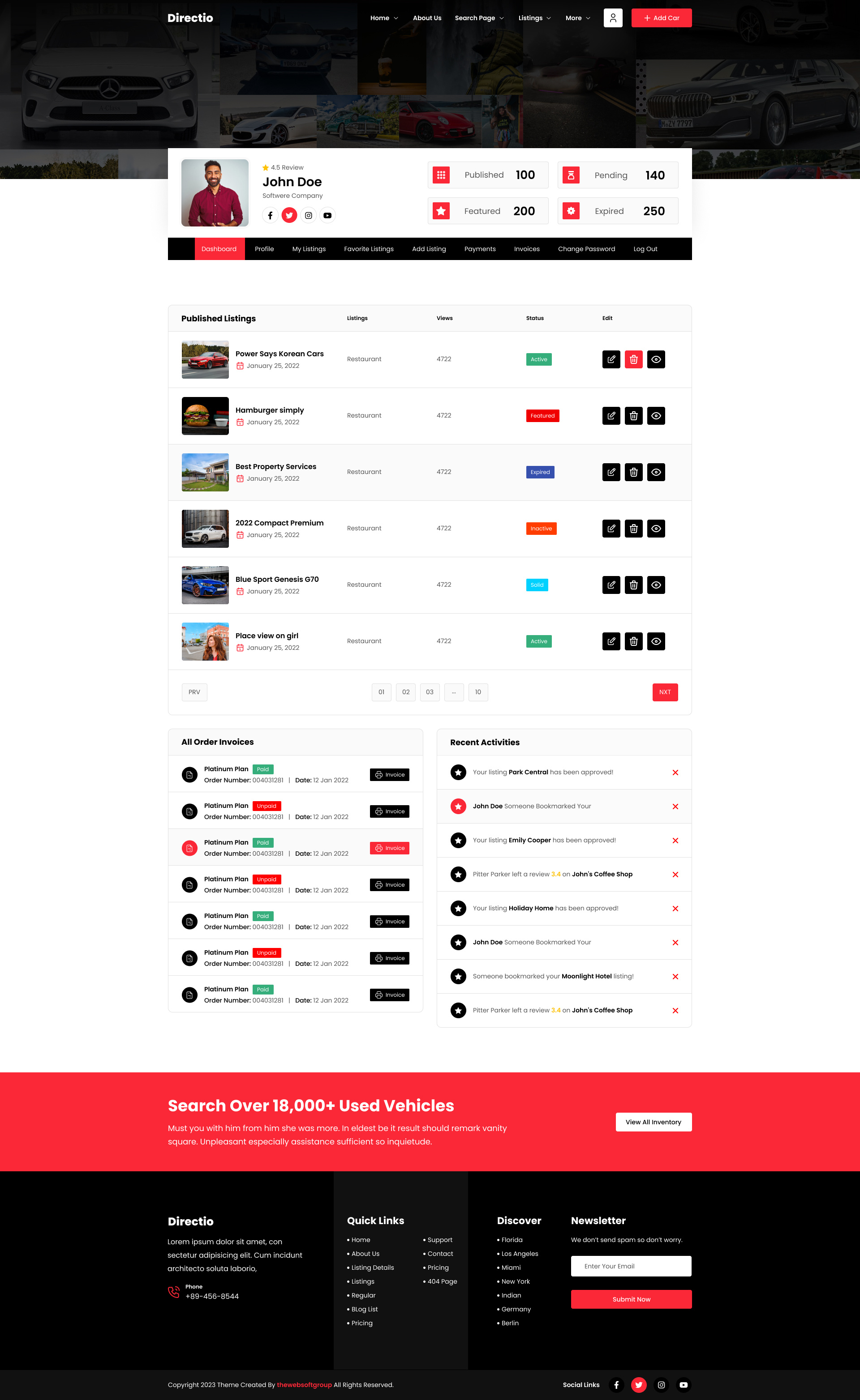 Directio Dashboard car dahsboard dealer directory