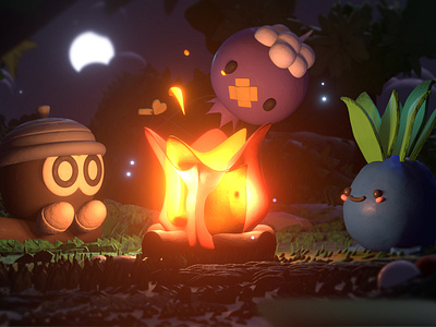 Pokémon Campfire | Artwork 3d 3d art animation art clay concept art game kids pokémon