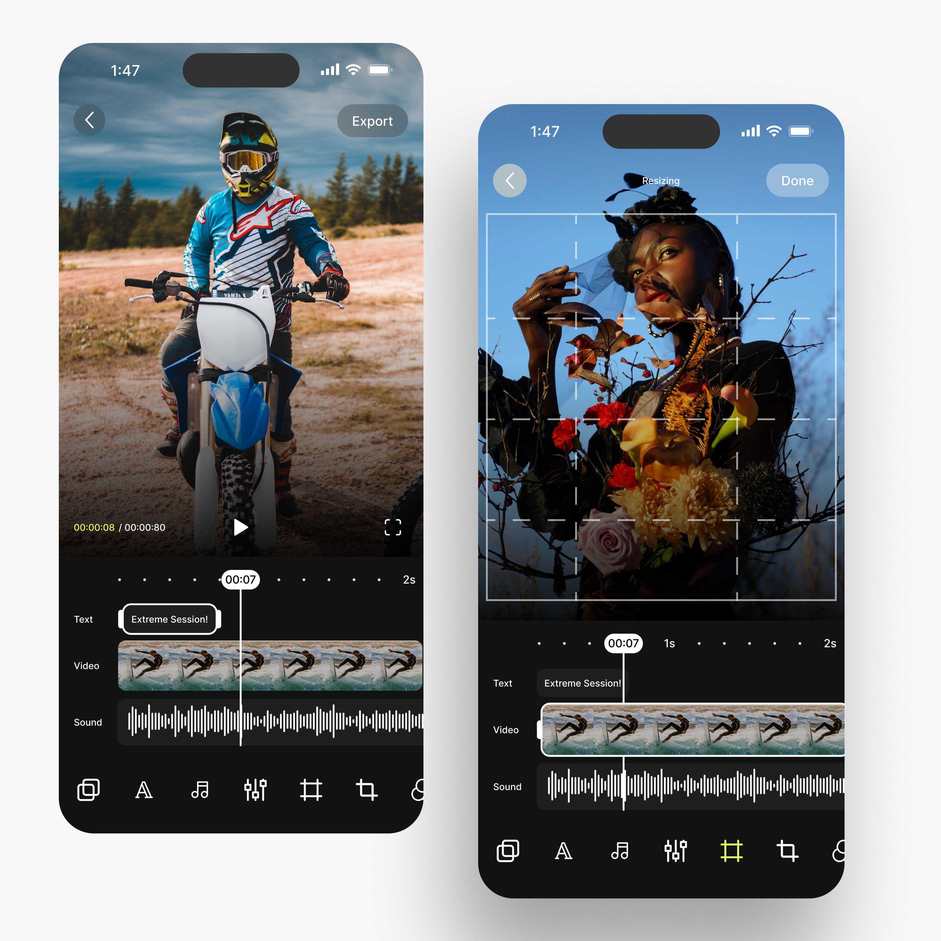 Video Editor Concept Mobile App app concept design editing editong editor extreme figma image kit mobile ui uikit uiux video