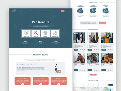 Web Service for Lost & Found Animals aboutus adoption adoptionwebsite animal animalservice cat design dog lost pets lostandfoundpets mobileapp petreunite pets reunite shelter shelters uxui web service web site webdesign