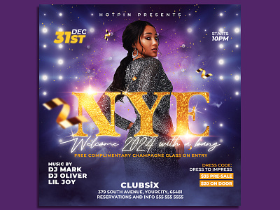New Year Party Flyer Template nye invitation