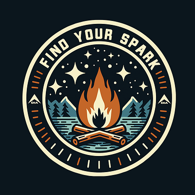 DIA Find Your Spark adobe illustrator adobe photoshop badge camping design graphic design outdoors retro vector vintage