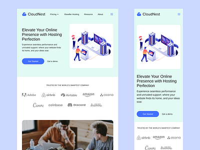 CloudNest - Hosting Provider Company Website Design company company profile corporate design hosting hosting provider illustration landing page provider provider company saas website ui ui design web design website design