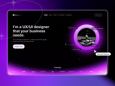 Futuristic Concept - Designer Portfolio ahmed al kheerow design designer figma futuristic graphic design interactive portfolio profile startups ui ux website
