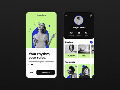 App Music - UI app blackandwhite blue branding design graphic design green mobile modern music ui user interface ux