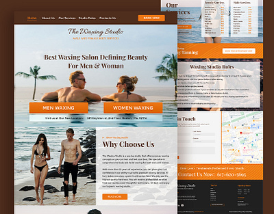 The Waxing Studio - Website Design - UIUX branding design graphic design illustration landing page logo logo design ui ui design user interface waxing studio web design website design