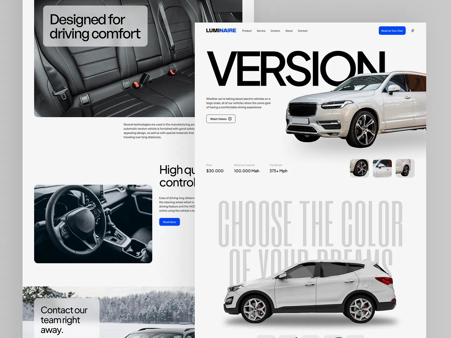 Sleek Automotive Website Design for Electric Vehicles