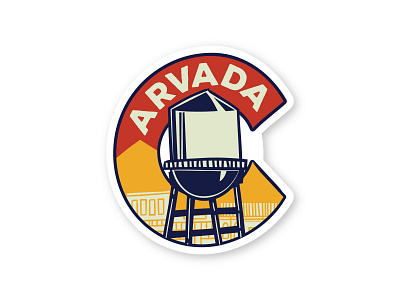 Arvada, CO Travel Sticker arvada colorado travel sticker water tower