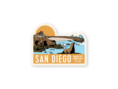 San Diego Travel Sticker - La Jolla Children's Pool childrens pool la jolla san diego travel sticker