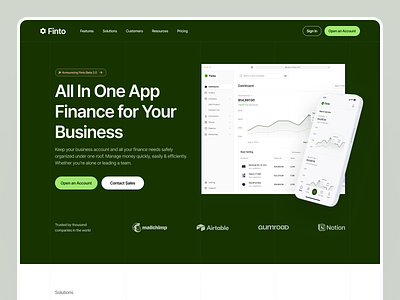Finto - Finance Website Template code design designer finance financial fintech landing page software ui uidesign unpixel ux uxdesign web design website website design