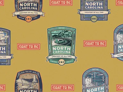 GOAT TO BE - NORTH CAROLINA Heritage Series apparel badge branding clothing distressed graphic design hand drawn illustration merchandise vector vintage artwork vintage design