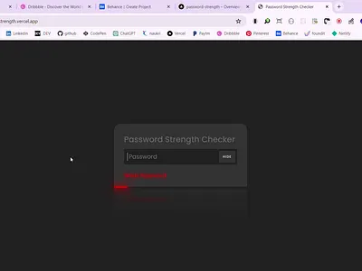 Password Strength Checker animation desgin figma frontend responsive swaminathanselvam swamithedev ui uidesign