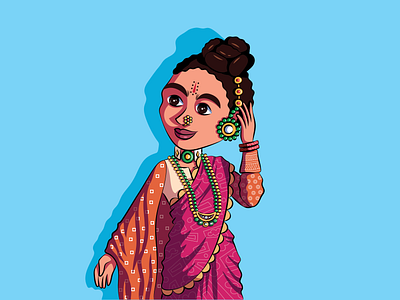 Rajasthan 2d desi ethnic illustration illustrator india jaipuri saree jewelery pattern rajasthan saree traditional vector woman