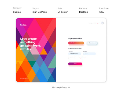 Cuckoo Sign Up Page by Muggle Designer 3d animation branding design graphic design illustration logo motion graphics ui vector