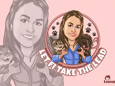 Let Fi Take The Lead cartoon cartoon character cartoon logo cartoon mascot character design design dog dog walker illustration logo logo creation logo maker mascot mascot logo vector art vector logo