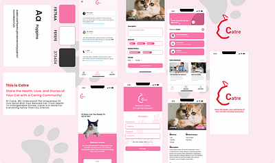 Cat app : Catre for join cat community app cat cute design fun graphic design mobile paw portfolio ui