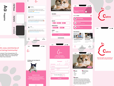 Cat app : Catre for join cat community app cat cute design fun graphic design mobile paw portfolio ui