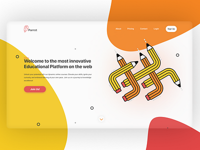 Parrot - Educational Platform blobs design educational illustration landing page mockup parrot ui visualdesign web webdesign