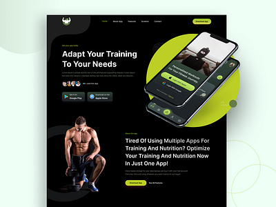 Fitness app landing page UI design. app design app landing page design applications elegant design. figma app figma design fitness app fitness app ui ux design fitness website graphic design landing page landing page design mockup modren design ui ui design ui ux ui ux design ux