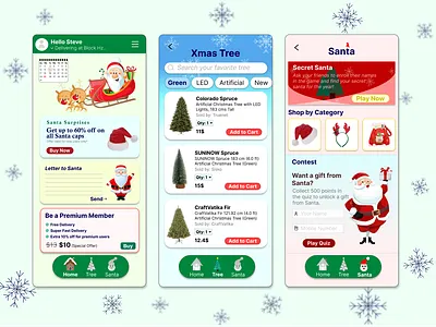 Christmas App Design aesthetic app design branding christmas figma graphic design mobile pretty icons product design santa ui
