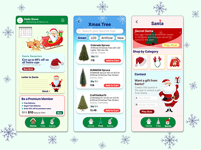 Christmas App Design aesthetic app design branding christmas figma graphic design mobile pretty icons product design santa ui
