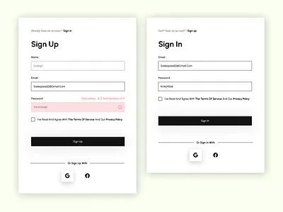 Sign Up/Login Component component login minimalism signup ui ux
