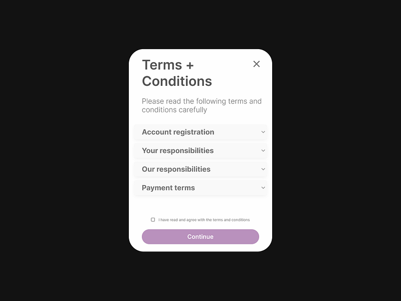 Browse thousands of Terms And Conditions UI images for design ...
