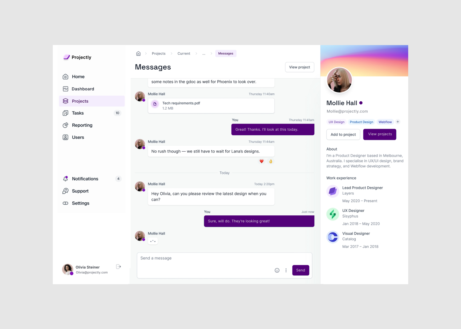 Projectly - Messaging Dashboard Ui Design By Horizon On Dribbble