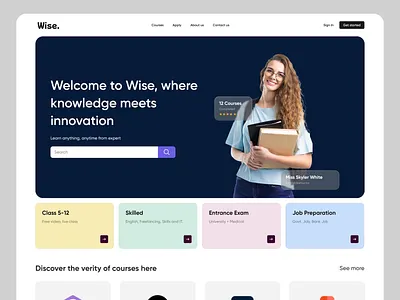 Wise - Learning Management System app branding design ecommerce graphic design illustration logo minimal modern ui userresearch ux website