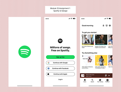 (Course task redesign) Spotify UI design branding mobile app music app spotify ui