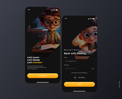 E-Learning app Ui Design app design color theory concept design figma prototype typography ui