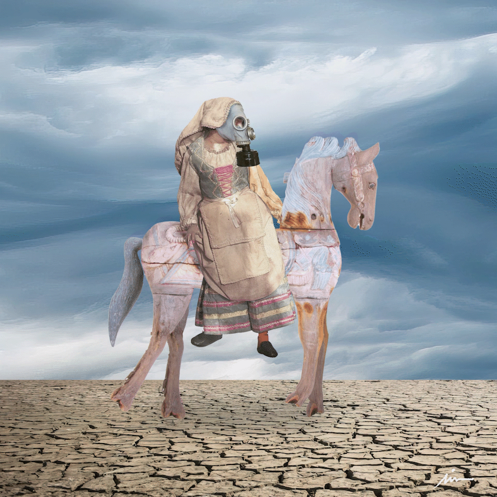 "crossing the desert" animation art color pencil desert design draw dream gaz gif graphic design horse illustration landscape loop motion graphics nft water ink